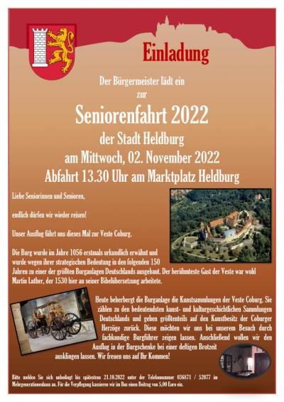 Einladung Seniorenfahrt 2022