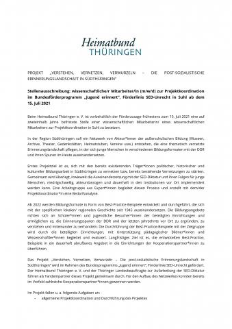 Stellenausschreibung Heimatbund 1