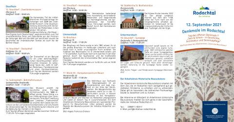 Tag des offenen Denkmals Flyer Seite 1