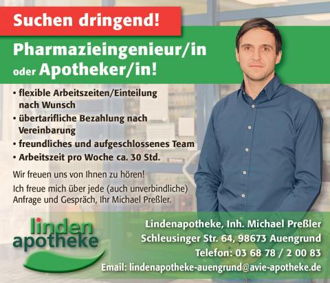 Stellenangebot Linden-Apotheke Brattendorf 2022