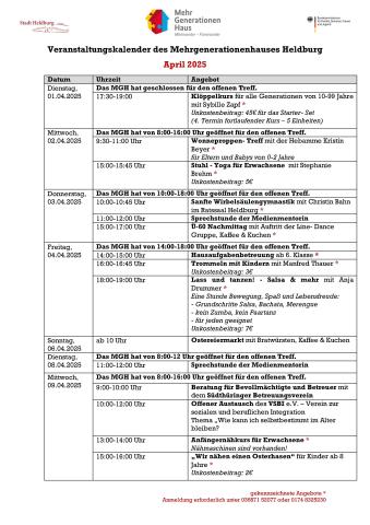 Veranstaltungskalender des Mehrgenerationenhauses Heldburg_April 2025_Seite_1