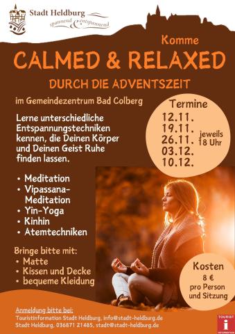 Plakat Calmed & Relaxed durch die Adventszeit 2025