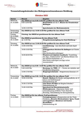 Programm MGH Heldburg Oktober 2025 Seite 1