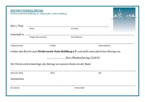Mitgliedsantrag Förderverein Veste Heldburg e.V.